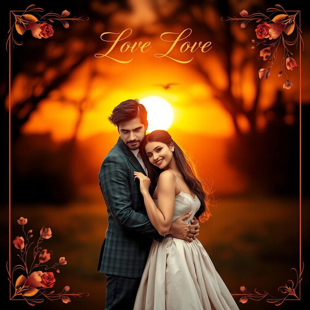 A romantic book cover featuring a couple posing intimately