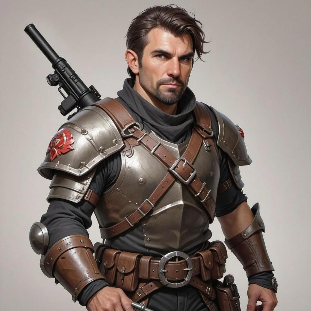 Create an image of a male character dressed in futuristic armor inspired by Call of Duty