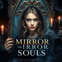 A captivating book cover for 'The Mirror of Souls', featuring elements of witches and vampires