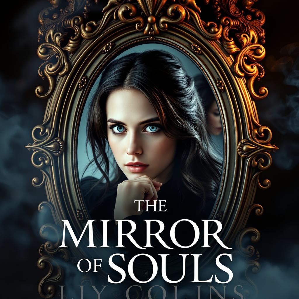 A captivating book cover for 'The Mirror of Souls', featuring elements of witches and vampires