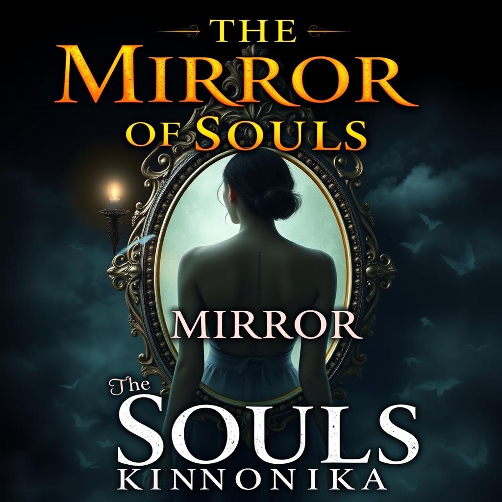 A captivating book cover for 'The Mirror of Souls' by Kinnonika, featuring elements of witches and vampires