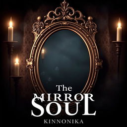 A captivating book cover for 'The Mirror of Souls' by Kinnonika, focusing on themes of witches and vampires