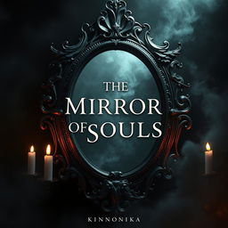 A captivating book cover for 'The Mirror of Souls' by Kinnonika, focusing on themes of witches and vampires