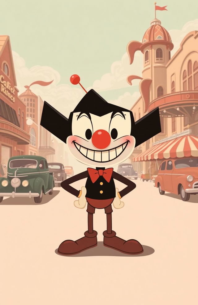 An illustration inspired by the 1930s animation style, featuring a character reminiscent of Cuphead