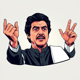 A stylized vector illustration of Imran Khan, portraying him in a dynamic and charismatic pose