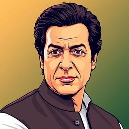 A stylized vector illustration of Imran Khan, portraying him in a dynamic and charismatic pose