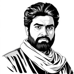 A black and white vector illustration of Sher Afzal Marwat, emphasizing clarity and contrast