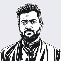 A black and white vector illustration of Sher Afzal Marwat, emphasizing clarity and contrast