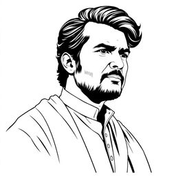 A black and white vector illustration of Sher Afzal Marwat, emphasizing clarity and contrast