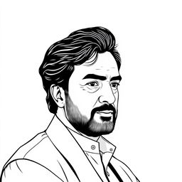 A black and white vector illustration of politician Sher Afzal Marwat, capturing his distinctive features with precision