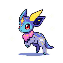 A pixel art sprite of a new Pokémon character inspired by the Pokémon Gold style