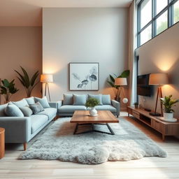 a cozy and modern living room interior design with a minimalist aesthetic