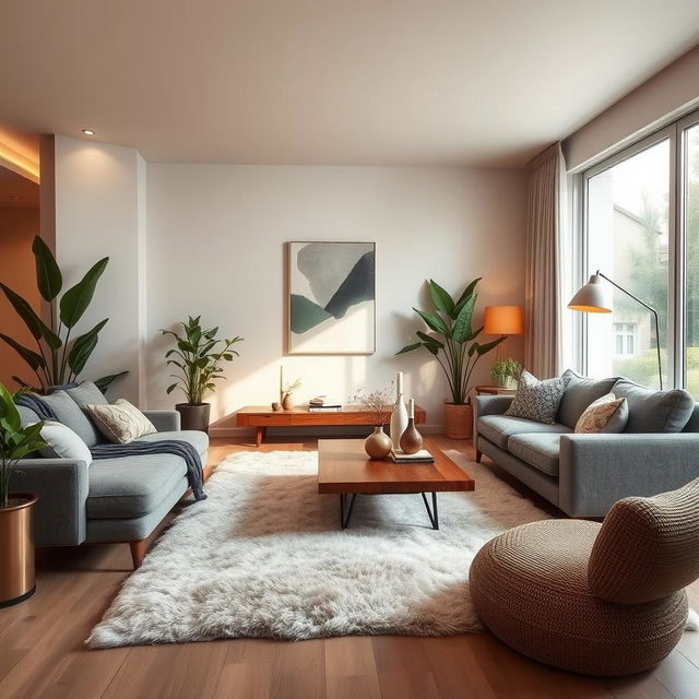 a cozy and modern living room interior design with a minimalist aesthetic