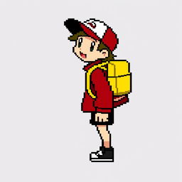 A pixel art sprite of Ethan, the protagonist from Pokémon Gold, recreated in the classic Game Boy Color style