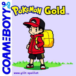 A pixel art sprite of Ethan, the protagonist from Pokémon Gold, recreated in the classic Game Boy Color style