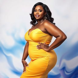 A voluptuous and confident BBW woman posing gracefully, highlighting her curves and exuding empowerment