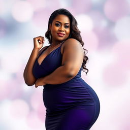 A voluptuous and confident BBW woman posing gracefully, highlighting her curves and exuding empowerment