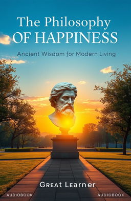 A captivating book cover illustrating the essence of 'The Philosophy of Happiness: Ancient Wisdom for Modern Living'