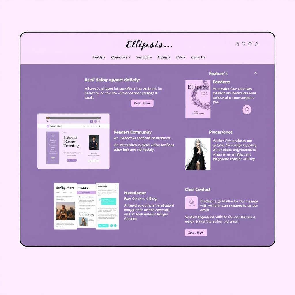 A visual concept for the homepage of an author's website named 'Ellipsis