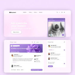 A mockup of a website platform where readers can interact both generally and individually, designed in a style reminiscent of Discord and Reddit