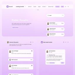 A mockup of a website platform where readers can interact both generally and individually, designed in a style reminiscent of Discord and Reddit