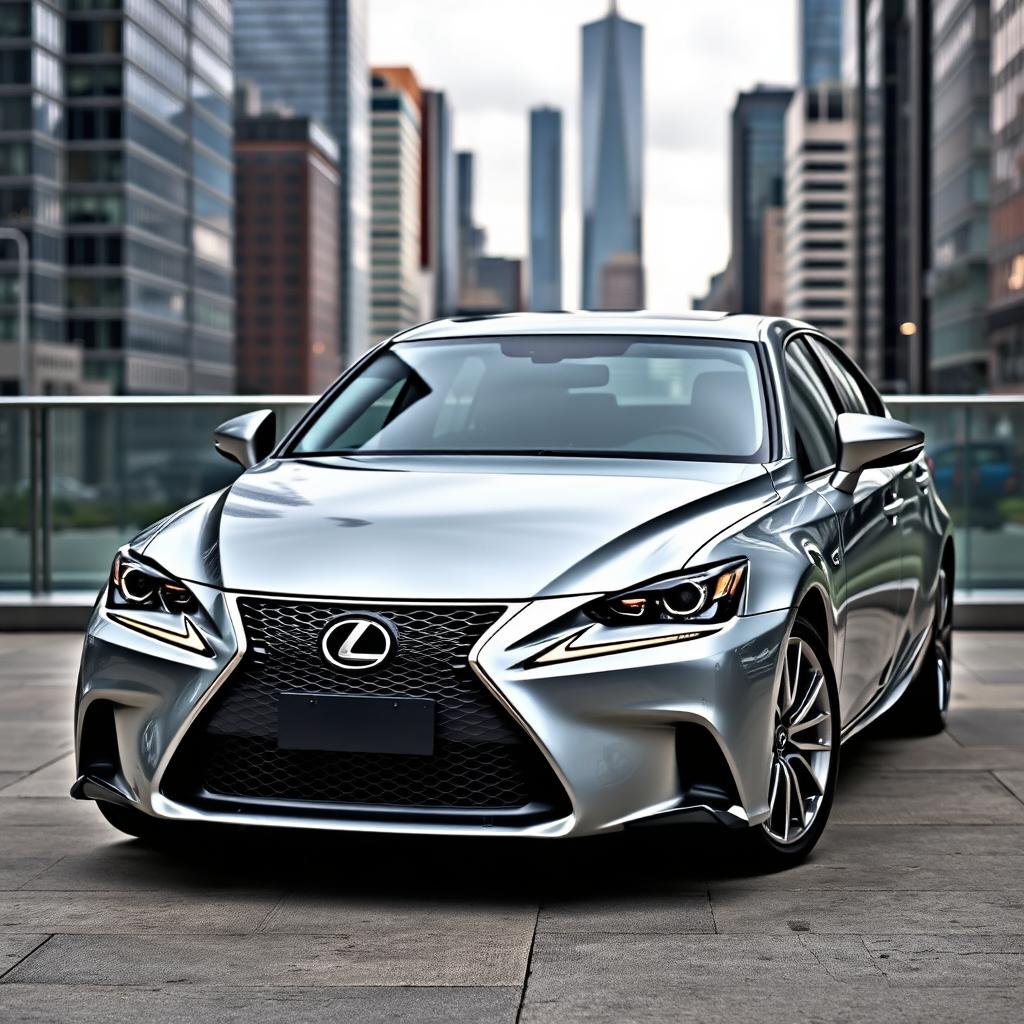 A sleek and stylish Lexus IS 200d parked in a modern urban setting