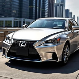 A sleek and stylish Lexus IS 200d parked in a modern urban setting