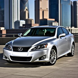 A sleek and stylish 2011 Lexus IS 200d parked in a modern urban setting