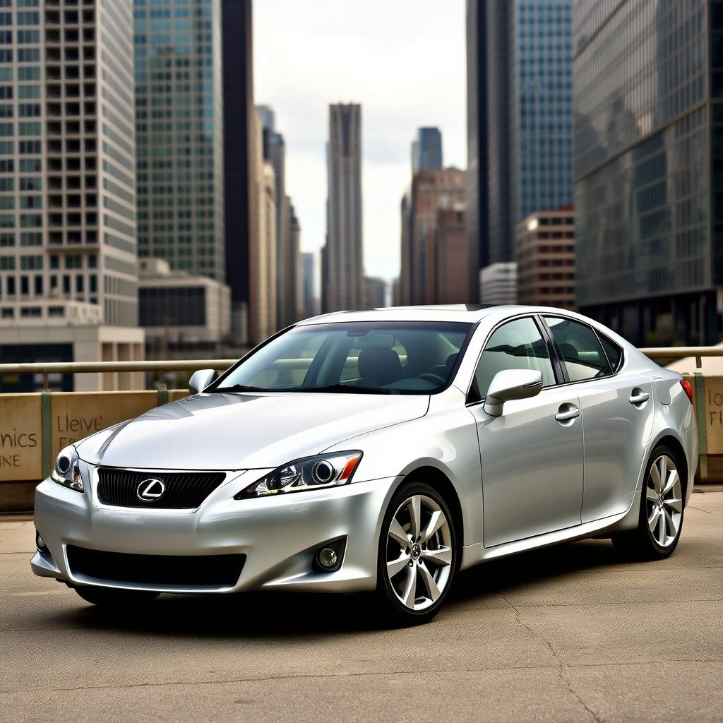 A sleek and stylish 2011 Lexus IS 200d parked in a modern urban setting