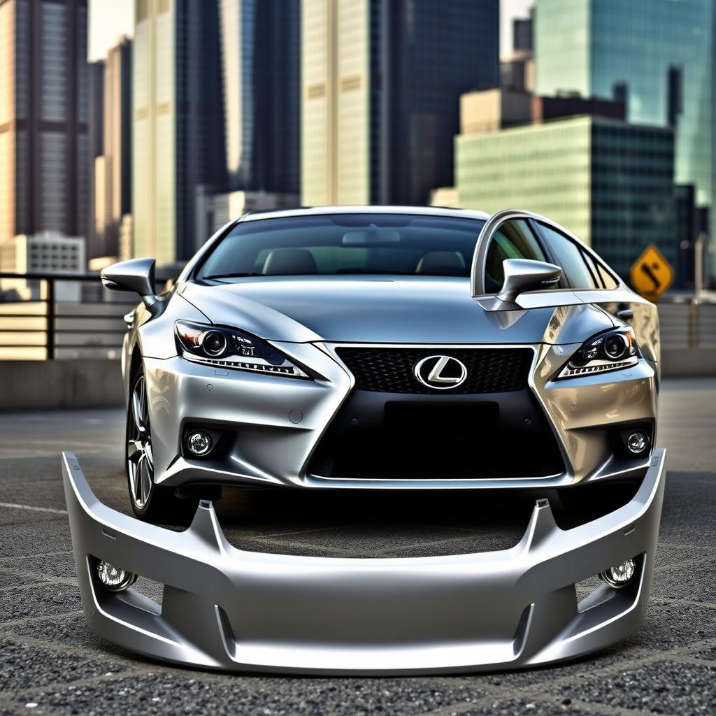 A sleek and stylish 2011 Lexus IS 200d featuring its original bumper, parked in a modern urban setting