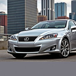 A sleek and stylish 2011 Lexus IS 200d featuring its original bumper, parked in a modern urban setting