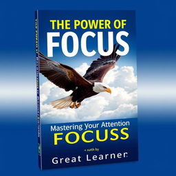 An impactful and modern book cover featuring a sharp, focused eagle soaring through a sky filled with soft, blurred clouds, symbolizing the power of concentration in achieving success