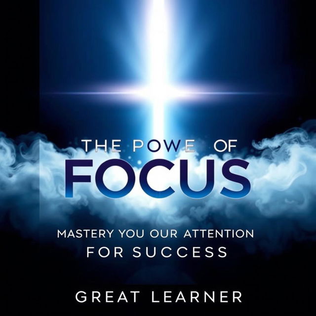 A captivating book cover illustrating a sleek, focused beam of light piercing through a surrounding mist, representing the concept of harnessing attention for success