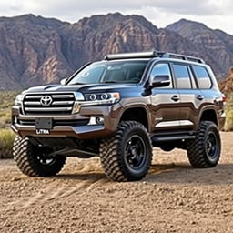 A Toyota LX Ultra, massive and powerful, designed for off-road adventures