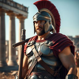 A 27-year-old Spartan warrior standing strong and resolute