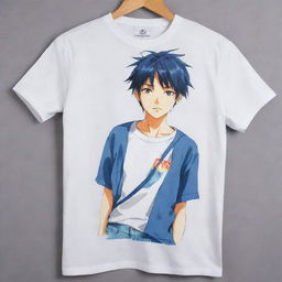 A stylish t-shirt with a detailed representation of a cool anime character prominently displayed on the front.