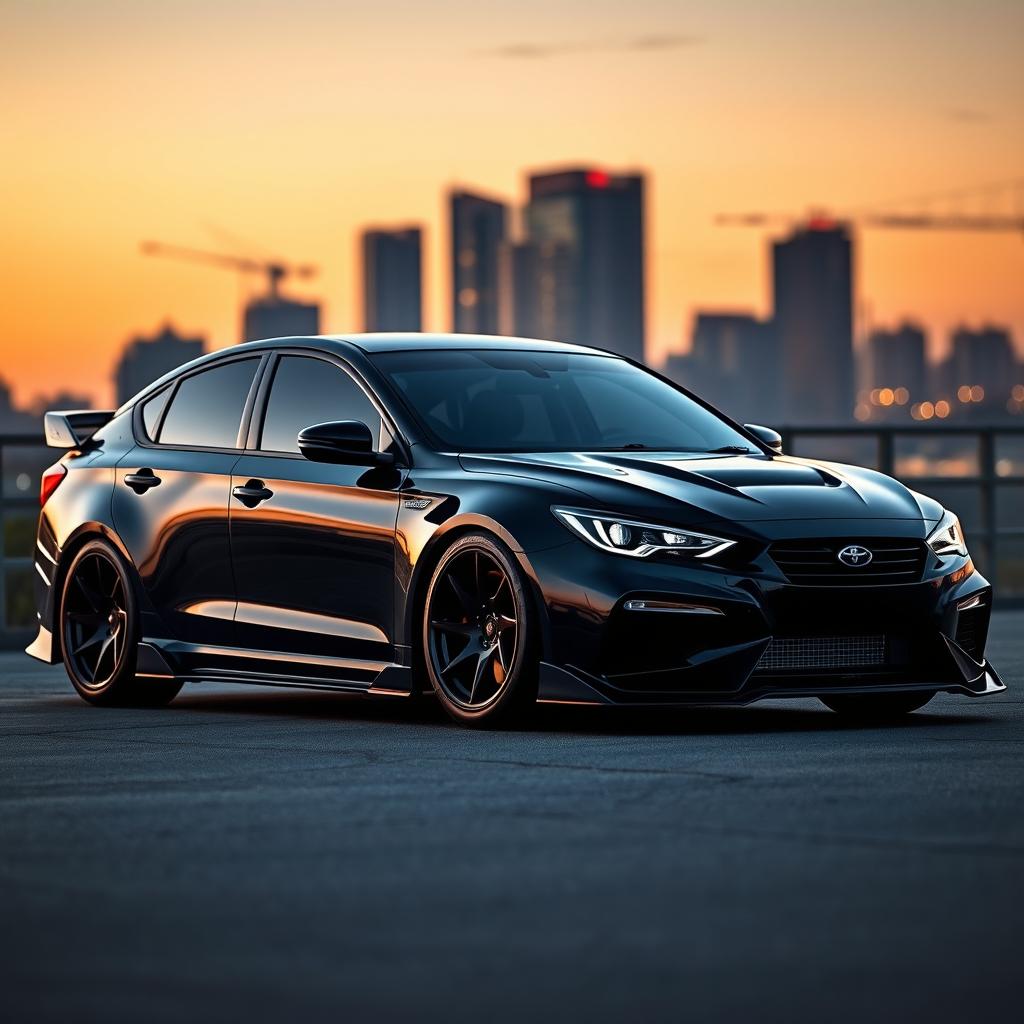 A sleek Jetour Dashing car with a custom tuning body kit, featuring a glossy black finish