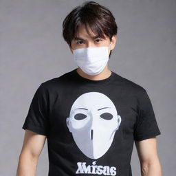 The cool anime character on the t-shirt is now in a state of rage, with a mask elegantly covering his mouth and nose.