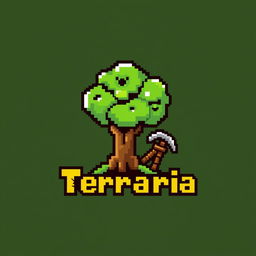 A pixel art logo inspired by the Terraria game, designed in a minimalistic style