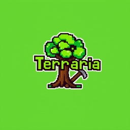 A pixel art logo inspired by the Terraria game, designed in a minimalistic style