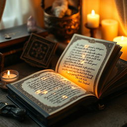 An ornate, leather-bound manifestation book with intricate gold detailing on the cover