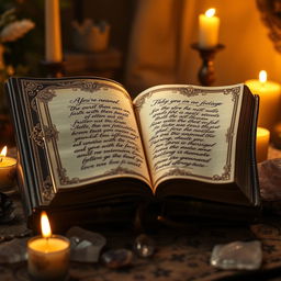 An ornate, leather-bound manifestation book with intricate gold detailing on the cover