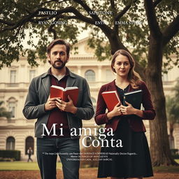 Poster for the movie titled "Mi amiga de Conta" featuring Ryan Gosling as Chadcilio, a student of Economics, and Emma Stone as a student of Accounting at Universidad Nacional Mayor de San Marcos