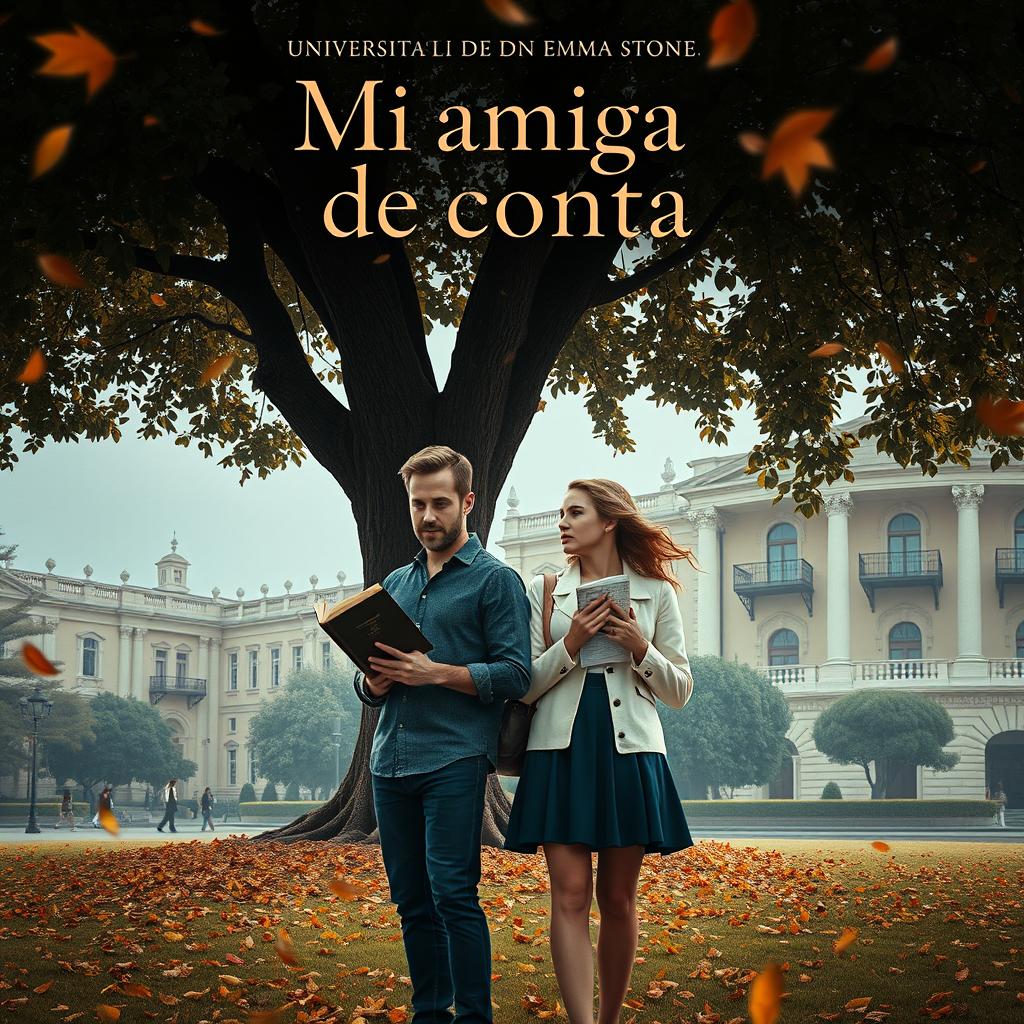 Poster for the movie titled "Mi amiga de Conta" featuring Ryan Gosling as Chadcilio, a student of Economics, and Emma Stone as a student of Accounting at Universidad Nacional Mayor de San Marcos