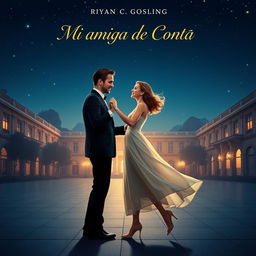 Poster for the movie titled "Mi amiga de Conta" featuring Ryan Gosling as Chadcilio, a student of Economics, and Emma Stone as a student of Accounting at Universidad Nacional Mayor de San Marcos, with stylistic references from La La Land