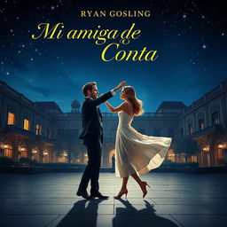 Poster for the movie titled "Mi amiga de Conta" featuring Ryan Gosling as Chadcilio, a student of Economics, and Emma Stone as a student of Accounting at Universidad Nacional Mayor de San Marcos, with stylistic references from La La Land