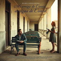 Poster for the film "Mi amiga de Conta" featuring Ryan Gosling as Chadcilio, an economics student, and Emma Stone as an accounting student, both attending San Marcos University in Peru