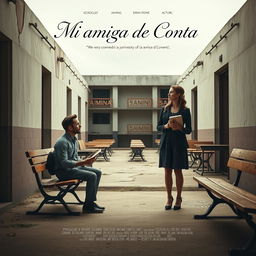 Poster for the film "Mi amiga de Conta" featuring Ryan Gosling as Chadcilio, an economics student, and Emma Stone as an accounting student, both attending San Marcos University in Peru