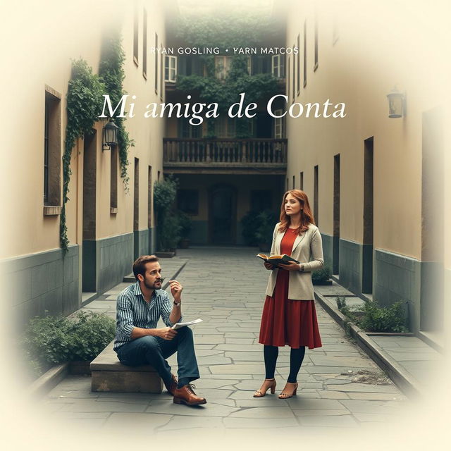 Poster for the film "Mi amiga de Conta" starring Ryan Gosling as Chadcilio, an Economics student, and Emma Stone as an Accounting student