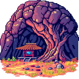 A pixel art rendition of a high-definition image, transforming the intricate details into simplified, colorful squares, maintaining essential elements and composition